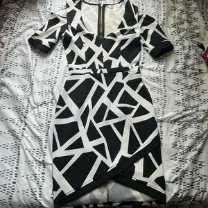 Black and white geometric print dress, size small